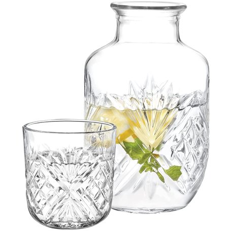 DUHALINE Crystal Ensemble de 2 carafes et verres de chevet en cristal avec pichet et gobelet