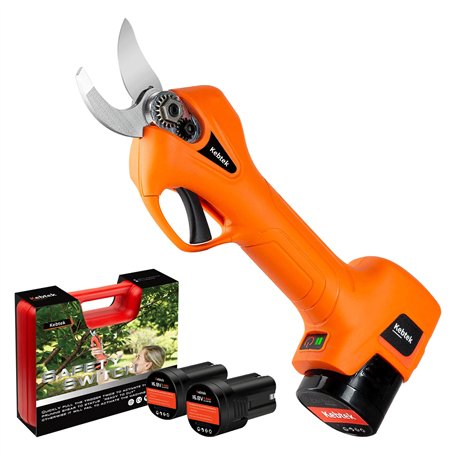 Kebtek Sécateur électrique Sans Fil Léger avec 2 Batteries- Diamètre de Coupe de 25 mm - Moteur Brushless 16.8V - Sécateur à b