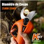 Kebtek Sécateur électrique Sans Fil Léger avec 2 Batteries- Diamètre de Coupe de 25 mm - Moteur Brushless 16.8V - Sécateur à b