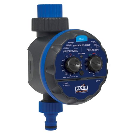 Aqua Control C4109 - Programmateur d'arrosage pour Robinet modèle «Blindé». Compartiment à Piles étanche. Ouverture à 0 Bar. Ne