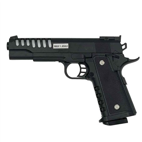Saigo Defense Pistolet à Billes Airsoft 1911 SG00060-Modèle à Ressort-rechargement Manuel/Coup par Coup-Couleur : Noir-matière:P
