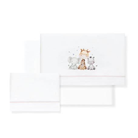 Interbaby Parure de lit bébé 100% Coton pour Voiture/couffin/couffin - Girafe éléphant Ensemble 3 pièces