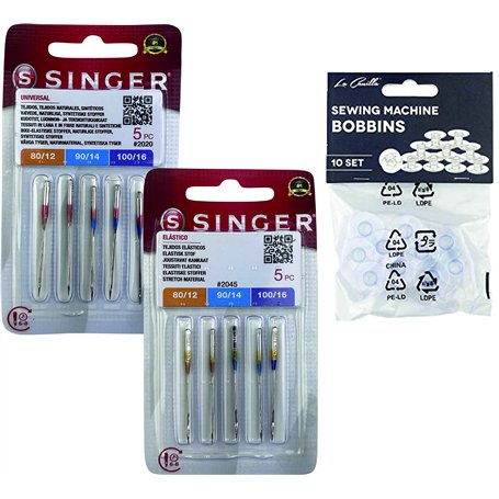 Singer Lot de 2 Paquets d'aiguilles Universelle pour Coudre du Coton et des Tricots