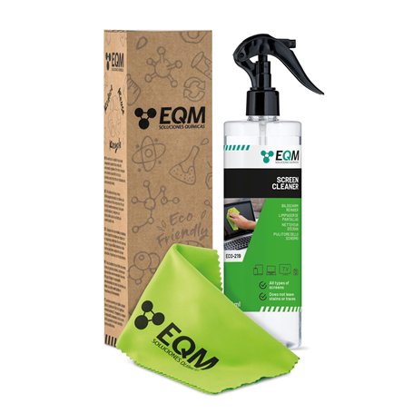 EQM - ECO-219 - Nettoyant pour écran + Chiffon Microfibre - 500 ML - Format Premium - Tous Types d'écrans - Tablette