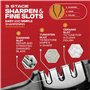 PORTENTUM Aiguiseur couteaux professionnel manuel pour couteaux de cuisine 3 phases - Affuteur de couteaux avec design ergonomiq