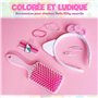 Hello Kitty - Ensemble Accesoires Cheveux - 8 Pièces - Brosse à Cheveux - Serre-tête - Pinces - Elastiques - Coffret Cadeau Acce