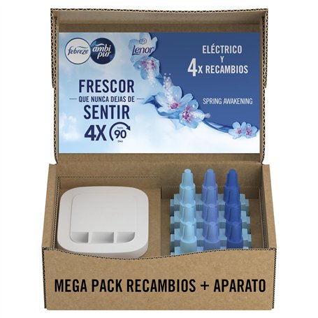 Febreze 3Volution Éveil Printanier Kit De Démarrage Désodorisant Électrique Programmation Intelligente + Recharges 80 ML