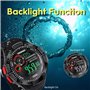 BANGLIN Montre Résistant l'eau 10 ATM 100m Lumineux Montre de Natation Submersible avec Fonctions Réveil, Chronographe, Double F