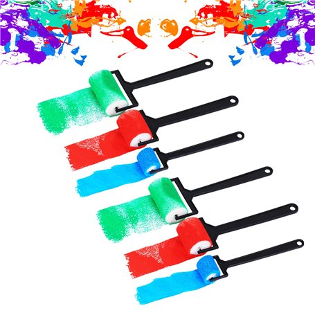 Rouleaux Eponge 6 pièces Rouleau Peinture Mousse Enfant Pinceaux Mousse en Rouleaux Convient pour l'apprentissage du Dessin Préc