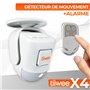 tiiwee X4 Détecteur de Mouvement et Alarme à Sirène - Sirène 120 DB - Système d'Alarme Antivol avec Télécommande - Extensible - 