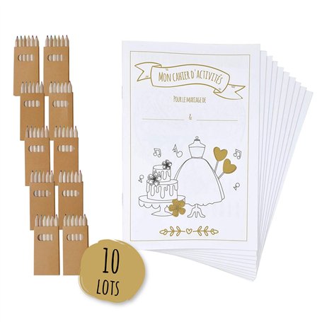Lot de 10 cahiers d‘activités pour enfants pour un mariage