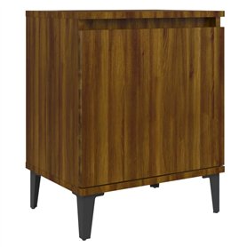 Comodino con Gambe in Metallo Rovere Marrone 40x30x50 cm