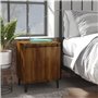 Comodino con Gambe in Metallo Rovere Marrone 40x30x50 cm