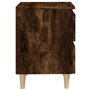 vidaXL Comodino con Gambe in Legno Massello Rovere Fumo 40x35x50 cm