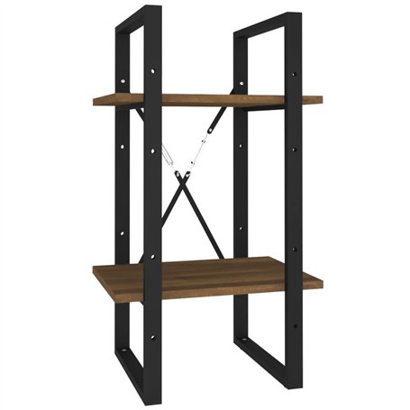 Bussandri Exclusive Bibliothèque à 2 compartiments Marron aspect chêne 40 x 30 x 70 cm