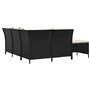 Salon de jardin 4 pcs avec coussins Noir Résine tressée
