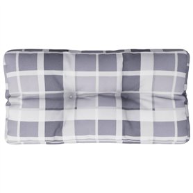 vidaXL Coussin de Palette Motif à Carreaux Gris 70x40x12 cm Tissu