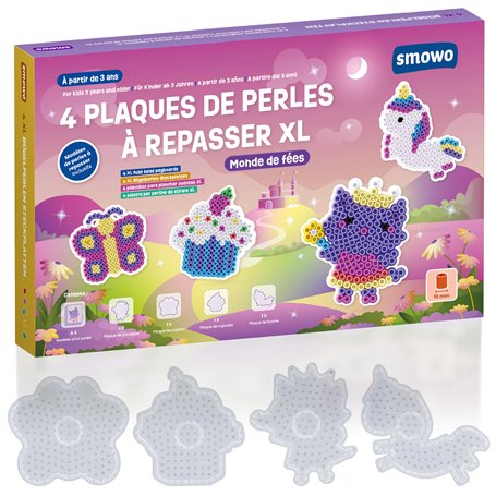 Smowo® Plaques de perles à repasser de 10 mm - Motif monde féérique - Lot de 4 plaques à emboîter et modèles - Licorne