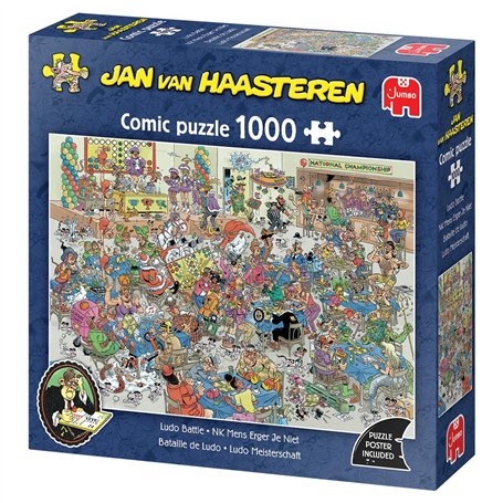 Jan Van Haasteren - JVH - Bataille de Ludo - NK Mens Erger Je Niet - Puzzle Adulte - Humoristique - Carton 100% recyclé - 1000 p