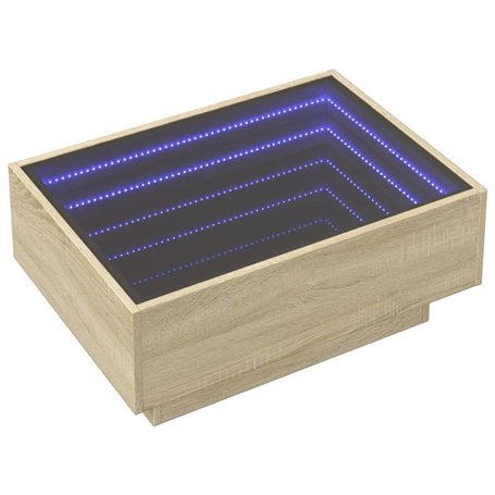 vidaXL Table basse avec lumières LED – Table d'appoint moderne en chêne Sonoma pour salon 70 x 50 x 30 cm