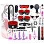 26 Piece Couple Boňdage Set Happy Game Accessories Deluxe Plush Sport Set (Black and Red)