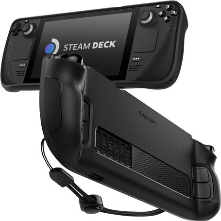 Spigen Rugged Armor Coque Compatible avec la Steam Deck LCD (2022) / Steam Deck OLED (2023) - Noir Mat