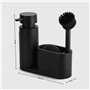 Black Sweden Home Distributeur de Savon Porte Éponge avec Brosse - Porte Liquide Vaisselle Cuisine - Organisateur Évier Cuisine
