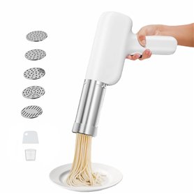 QHENS Machine a Pates Fraiche Electrique Portable avec 5 Moules à Nouilles, Rechargeable 2000mAh Machine à Pâtes Électrique pour QHENS Machine a Pates Fraiche Electrique Portable avec 5 Moules à Nouilles