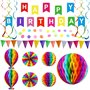 Décoration Anniversaire kit, Guirlande Fête d'anniversaire Déco Accessoires, Fanions, Boules Nid d'abeille, Banderole, Pompons P