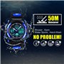VDSOW Montre Digitale Analogique pour Enfant pour Le Sport avec Alarme Lumière LED Étanchéité 5 ATM Bleu