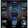 VDSOW Montre Digitale Analogique pour Enfant pour Le Sport avec Alarme Lumière LED Étanchéité 5 ATM Bleu
