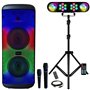 MOOVING LIGHT & SOUND - Enceinte USB Bluetooth Autonome sur Batterie 600W Electro-Sound - 2 Micros Karaoke - Pack Lumière sur Pi