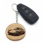 Promotech 911 Badboys Porte-clés en bois gravé au laser en forme de voiture, Bois naturel, W5L5