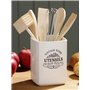 Premier Houswewares Vintage Home Pot à Ustensiles Carré avec ustensiles -Porte Ustensiles
