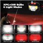 MakeTheOne Lot de 2 lampes frontales LED rechargeables ultra légères pour adultes et enfants, 6 modes d'éclairage blanc et rouge