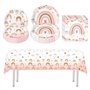 41 Pièces Kit De Vaisselle Anniversaire Fille Arc En Ciel Vaisselle De Fêt Jetable Fille Vaisselle Comprend 10 Assiettes Plates