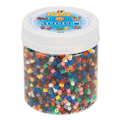 Hama Perles 209-67 - Boîte d'environ 3000 perles midi de 5 mm de diamètre - 22 couleurs différentes - Amusement créatif pour pet