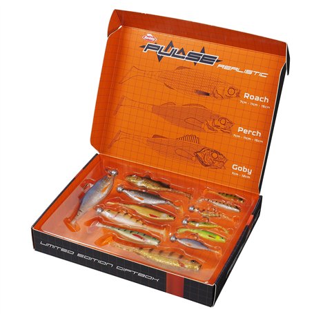 Berkley Pulse - Lot de 13 appâts de pêche réalistes en Plastique Souple et 6 têtes plombées - Cadeau pour Homme et pêcheur - Per