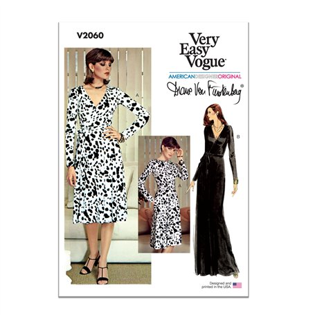 Vogue Patterns Paper Pattern V2060B5 Robe portefeuille pour femme portée vers l'avant ou vers l'arrière par Diane Von Furstenber