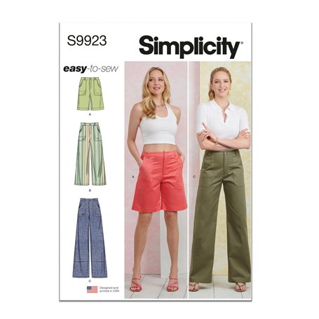 SIMPLICITY SS9923K5 Patron de couture pour pantalon et short pour femme Taille 36-38-40-42-44