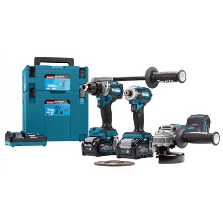 Pack de 3 outils (DF001G + GA005G + TD001G) 40 V + 2 batteries 4Ah + chargeur + coffret MAKPAC - MAKITA - DK0125G301