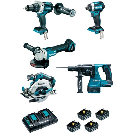 Ensemble de 5 machines MAKITA 18 V Li-Ion 5 Ah + ACCESSOIRES - DLX5038PTJ