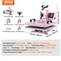 VEVOR Presse à Chaud 8-en-1 Plaque 38x38 cm, Machine de Sublimation Textile avec Presse à Tasses de 18-89 cL, Pivotant à 360°, C
