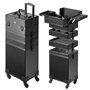 VEVOR Mallette de Maquillage à roulettes 5en1 Valise de Rangement Aluminium Boîte Trousse Maquillage Professionnelle Voyage Roue