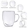 4 x 350 ml Tasses à Café en Verre à Double Paroi Avec Poignée, Verres à Cappuccino, Latte et Macchiato, Résistants à La Chaleur