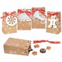 STCRERAG 24 PCS Sac Cadeau de Noël en Kraft Avec Ruban et Ornement - Emballage Cadeau Boite Pochette Papier Sachet Bonbon pour C
