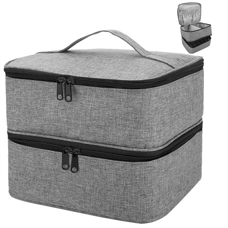 ADERTOS Trousse de Maquillage Organisateur de Vernis à Ongles Gris Sac de Rangement pour Vernis à Ongles Etui à Vernis à Ongles