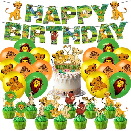 44PCS Le Roi Lion Party Decoration Le Roi Lion Birthday Party Balloon Set Le Roi Tirant Le Slip Gâteau De Gâteau Dans Le Ballon