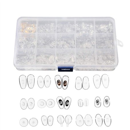Gasea 150 Paires Lunettes Nez Pads en Silicone 15 Styles Coussinets de Nez Pour Lunettes Patins Nez Ultra-Doux Kit de Réparation