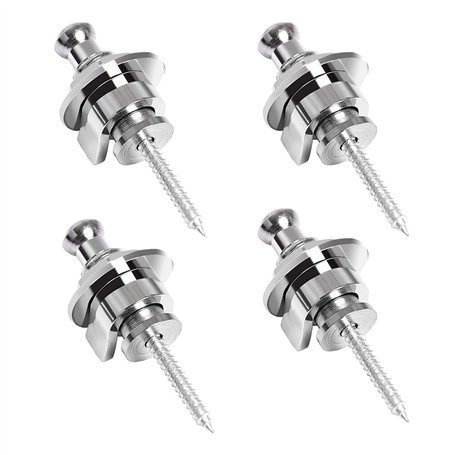 Gasea 4pcs Fixations Pour Sangle de Guitare Argent Guitare Sangle Strap Locks Boutons Attache-Courroie Pour Guitare et Basse Acc